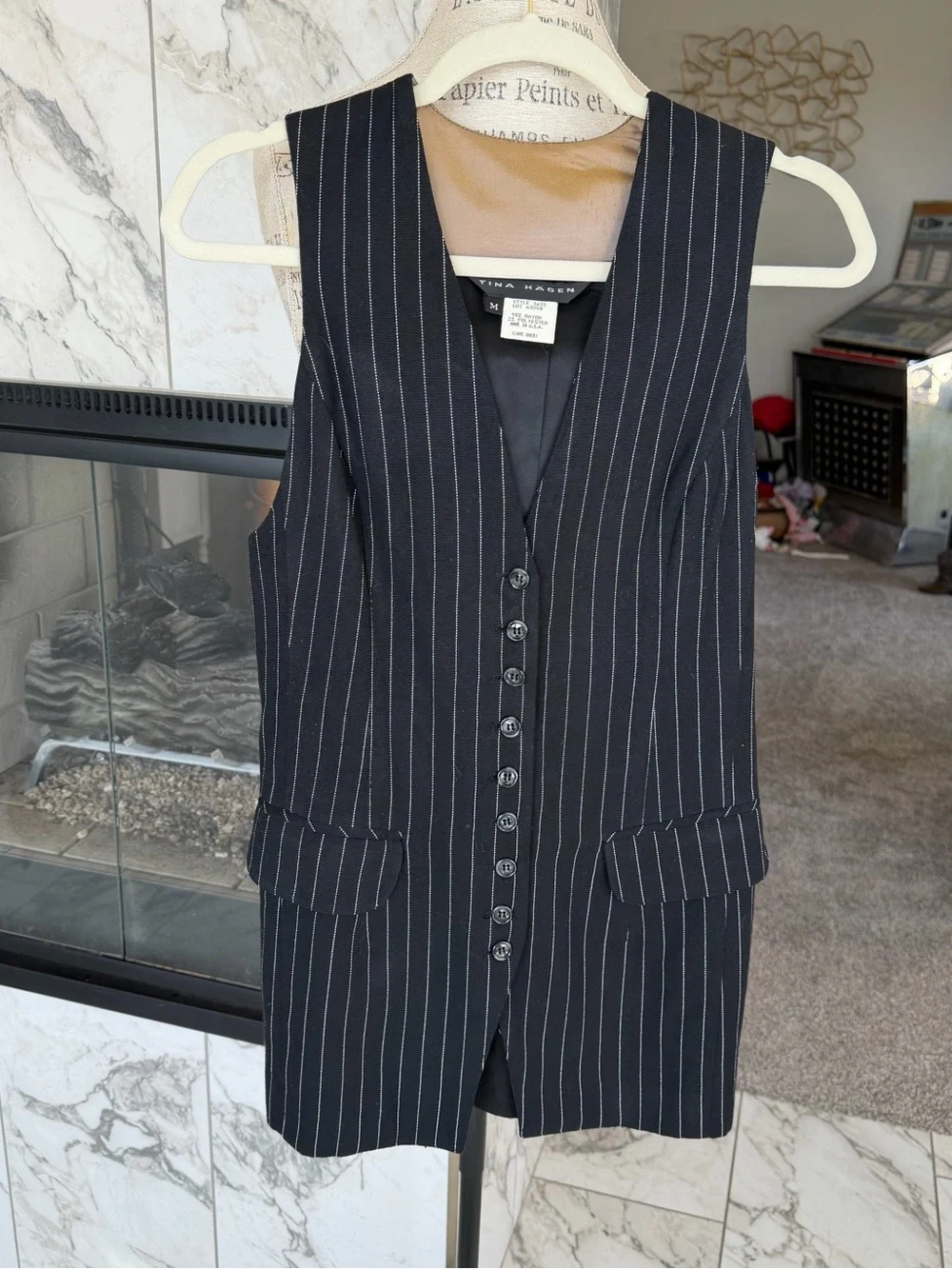 Tina Hagan sleeveless pinstripe